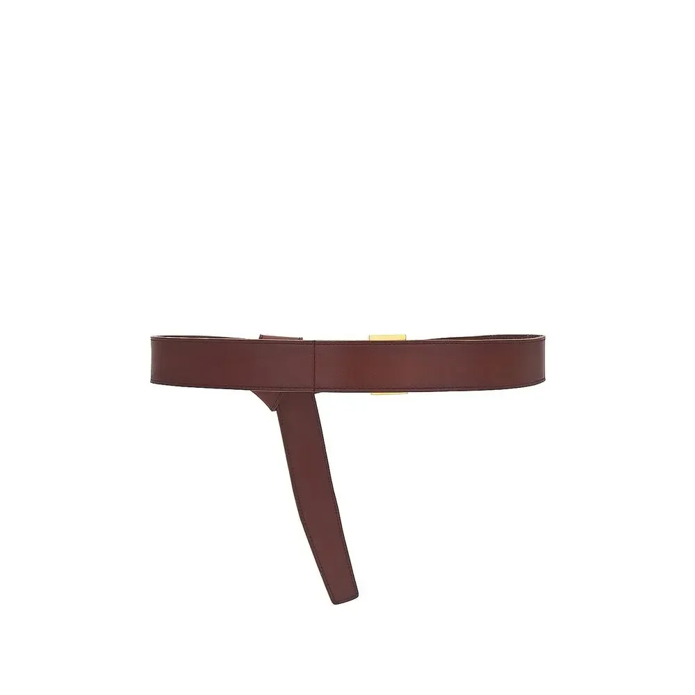 Saint Laurent Cassandre Long Belt Dark Brown Chocolate Size 70 NWT